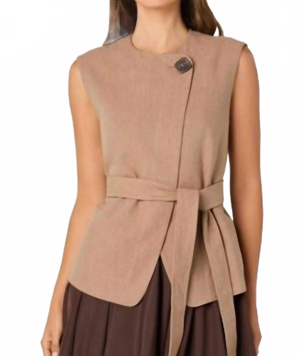 NEW ASTR darrien belted asymmetric vest in beige